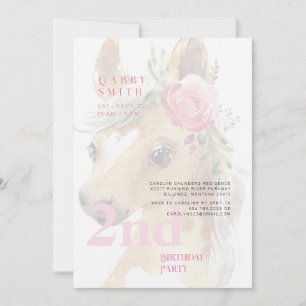 2e verjaardag Waterverf roze Pony Kaart