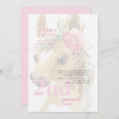 2e verjaardag Waterverf roze Pony Kaart (Voorkant / Achterkant)