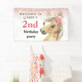 2e verjaardag Waterverf roze Pony Spandoek (Insitu)