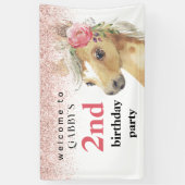 2e verjaardag Waterverf roze Pony Spandoek (Verticaal)