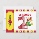 2e verjaardag Waving Circus Clown Uitnodiging (Voorkant)
