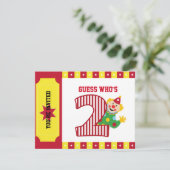2e verjaardag Waving Circus Clown Uitnodiging (Staand voorkant)