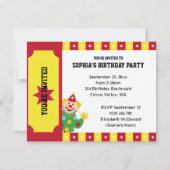 2e verjaardag Waving Circus Clown Uitnodiging (Achterkant)