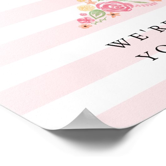 2e verjaardag Welkomstteken Roze Waterverf Florals Poster (Hoek)