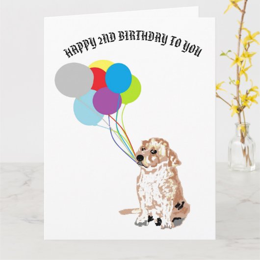 2e verjaardag Wenskaart : Labrador Retriever Kaart (Gele Bloem)