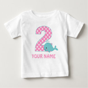 2e verjaardag Whale Girl gepersonaliseerd T-shirt