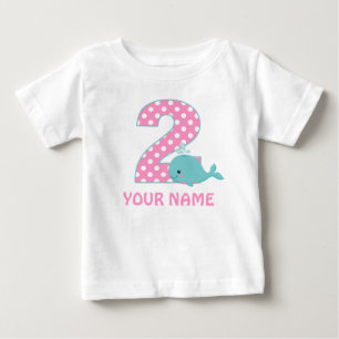 2e verjaardag Whale Girl gepersonaliseerde T-shirt