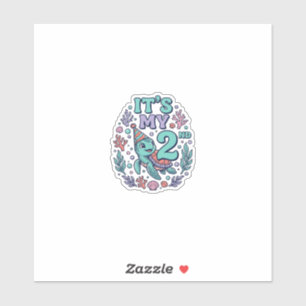 2e verjaardag Zeeschildpad Vintage Gravure Ontwerp Sticker
