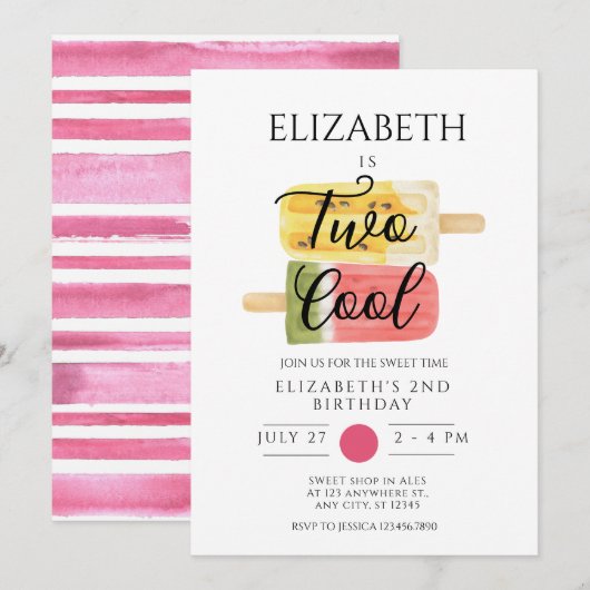 2e verjaardag zomerpopsikel kaart (Voorkant / Achterkant)