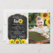 2e verjaardag Zonnebloem & Rustisch hout Foto Kaart (Voorkant)