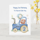 2e Verjaardags Tractor Teddy Verjaardags Jongen Ka Kaart (Gele Bloem)