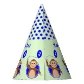 2e verjaardagsaap kinder blauw groen feesthoedjes (Achterkant)