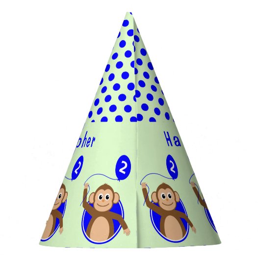 2e verjaardagsaap kinder blauw groen feesthoedjes (Achterkant)