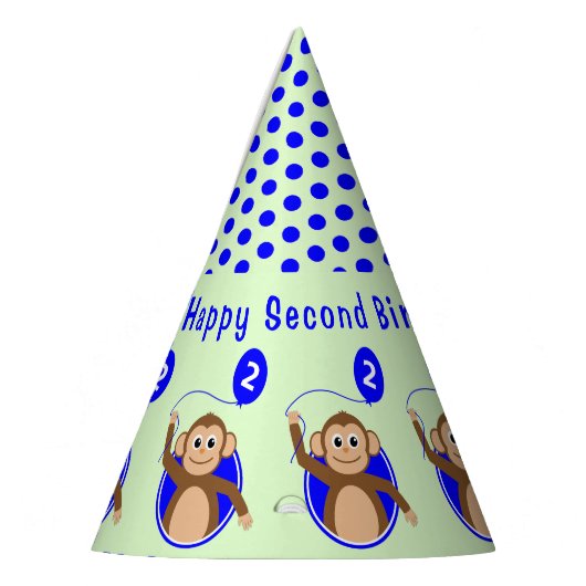 2e verjaardagsaap kinder blauw groen feesthoedjes (Links)