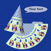 2e verjaardagsaap kinder blauw groen feesthoedjes