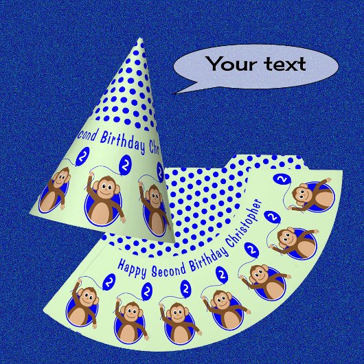 2e verjaardagsaap kinder blauw groen feesthoedjes