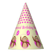 2e verjaardagsaap kinder roze crème feesthoedjes (Voorkant)