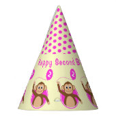 2e verjaardagsaap kinder roze crème feesthoedjes (Links)