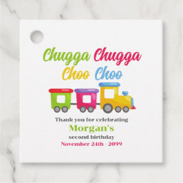 2e verjaardagsfeest Chugga Choo Kleurrijke trein Bedankjes Labels