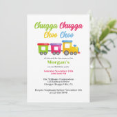 2e verjaardagsfeest Chugga Choo Kleurrijke trein Kaart (Staand voorkant)