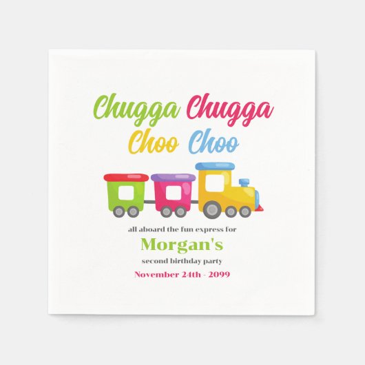2e verjaardagsfeest Chugga Choo Kleurrijke trein Servet (Voorkant)