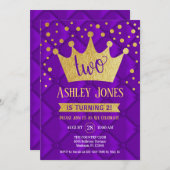 2e verjaardagsfeest - Royal Paarse Gold Kaart (Voorkant / Achterkant)