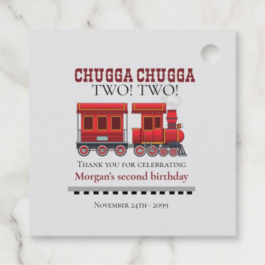 2e Verjaardagsfeest Schattigee Rode Westerne Trein Bedankjes Labels (Achterkant)