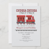 2e Verjaardagsfeest Schattigee Rode Westerne Trein Kaart (Voorkant)