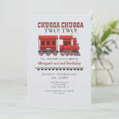 2e Verjaardagsfeest Schattigee Rode Westerne Trein Kaart (Staand voorkant)