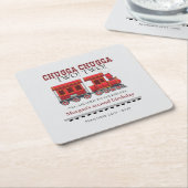 2e Verjaardagsfeest Schattigee Rode Westerne Trein Kartonnen Onderzetters (Schuin)