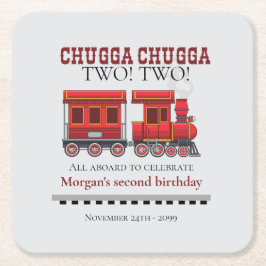 2e Verjaardagsfeest Schattigee Rode Westerne Trein Kartonnen Onderzetters