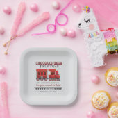 2e Verjaardagsfeest Schattigee Rode Westerne Trein Papieren Bordje (Feest)