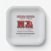 2e Verjaardagsfeest Schattigee Rode Westerne Trein Papieren Bordje (Voorkant)