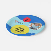 2e verjaardagsfeestje aangepaste foto kleurrijk he papieren bordje (Gekanteld)