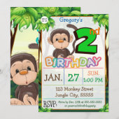 2e verjaardagsfeestje aap op maat kaart (Voorkant / Achterkant)