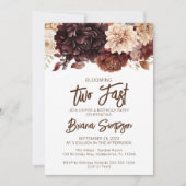 2e verjaardagsfeestje bruin beige bloemen bloemig kaart (Voorkant)