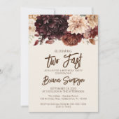 2e verjaardagsfeestje bruin beige ivoor bloemen kaart (Voorkant)