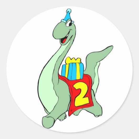 2e verjaardagsfeestje dinosaurus Sticker (Voorkant)