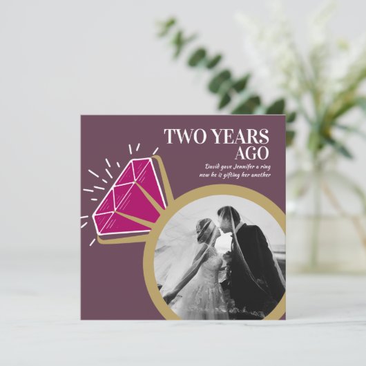 2e verjaardagsfeestje granaat ring twee foto's kaart (Staand voorkant)