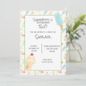 2e verjaardagsfeestje ijs en ijslolly's kaart (Staand voorkant)