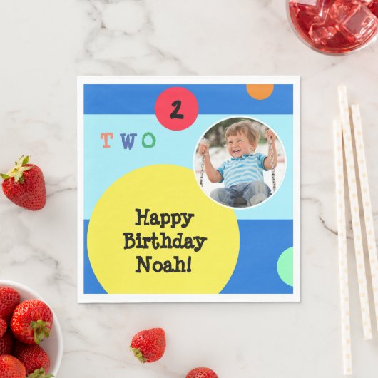 2e verjaardagsfeestje kleurrijk helder modern papi servet (Insitu)