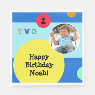 2e verjaardagsfeestje kleurrijk helder modern papi servet