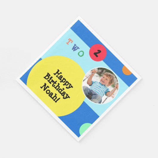 2e verjaardagsfeestje kleurrijk helder modern papi servet (Hoek)