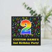 2e verjaardagsfeestje: Leuke muzieksymbolen, Rainb Kaart (Staand voorkant)