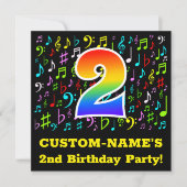 2e verjaardagsfeestje: Leuke muzieksymbolen, Rainb Kaart (Voorkant)