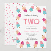 2e verjaardagsfeestje | Popsicle Ice Cream uitnodi Kaart (Voorkant / Achterkant)