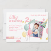 2e verjaardagsfeestje Schattigee fotoballon Uitnod Kaart (Voorkant)