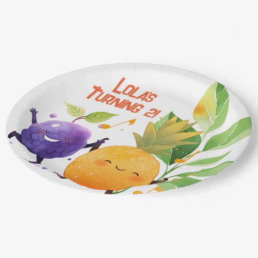 2e verjaardagsfeestje Two-tti Fruity Papieren Bordje (Gekanteld)