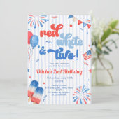 2e verjaardagsfeestje uitnodiging - 4 juli (Staand voorkant)