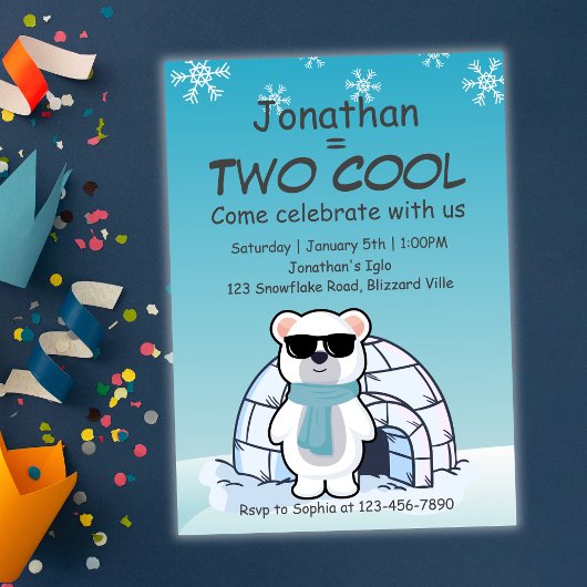 2e verjaardagsjongen Two Cool IJsbeer Iglo Kaart